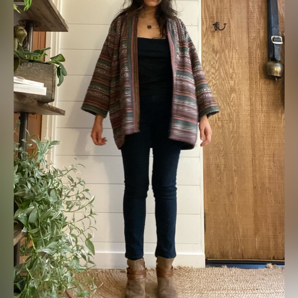 Striped kimono jacket in Gheri Cotton Made in Nepal - Picture 8 of 12